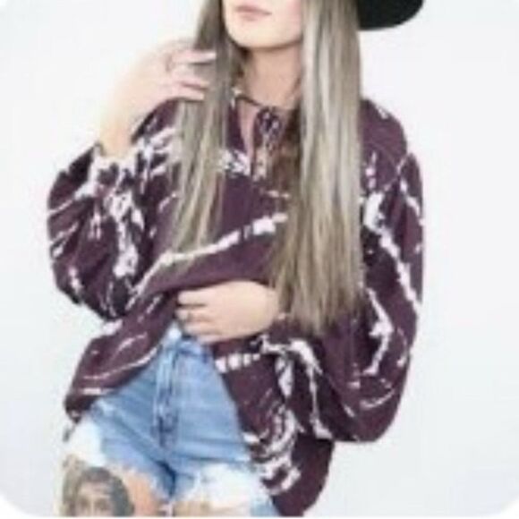 Young Fabulous & Brok  brown Cream pattern Boho Top Extra Small - Picture 1 of 10